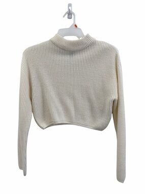 Divided Cream Ribbed Mock Neck Sweater Top